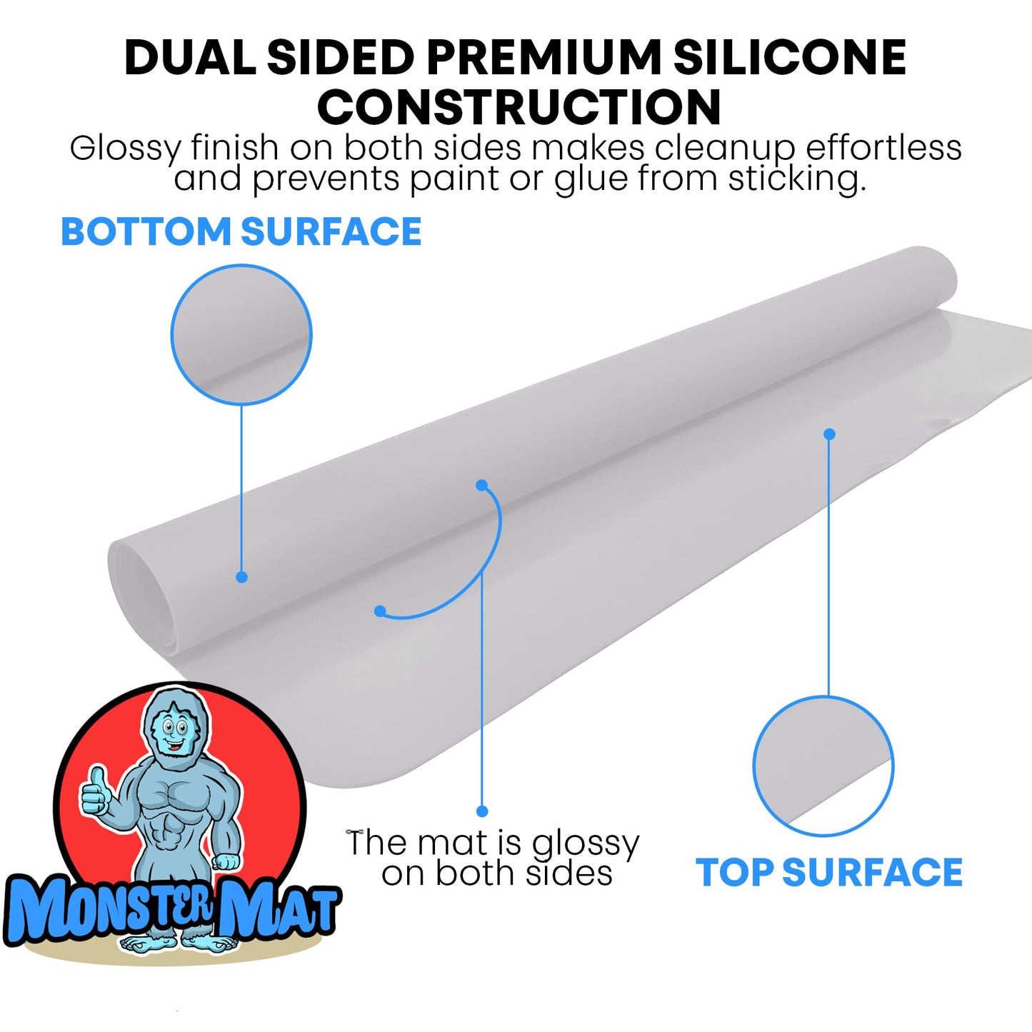 Extra Large Silicone Craft Mat 48x24 Inch โ Heat Resistant Table Protector, Non-Slip Surface for Painting, DIY, Clay, Bakin, Easy Clean, Rolls Up โ Use as Floor or Cutting Mat by MonsterMat