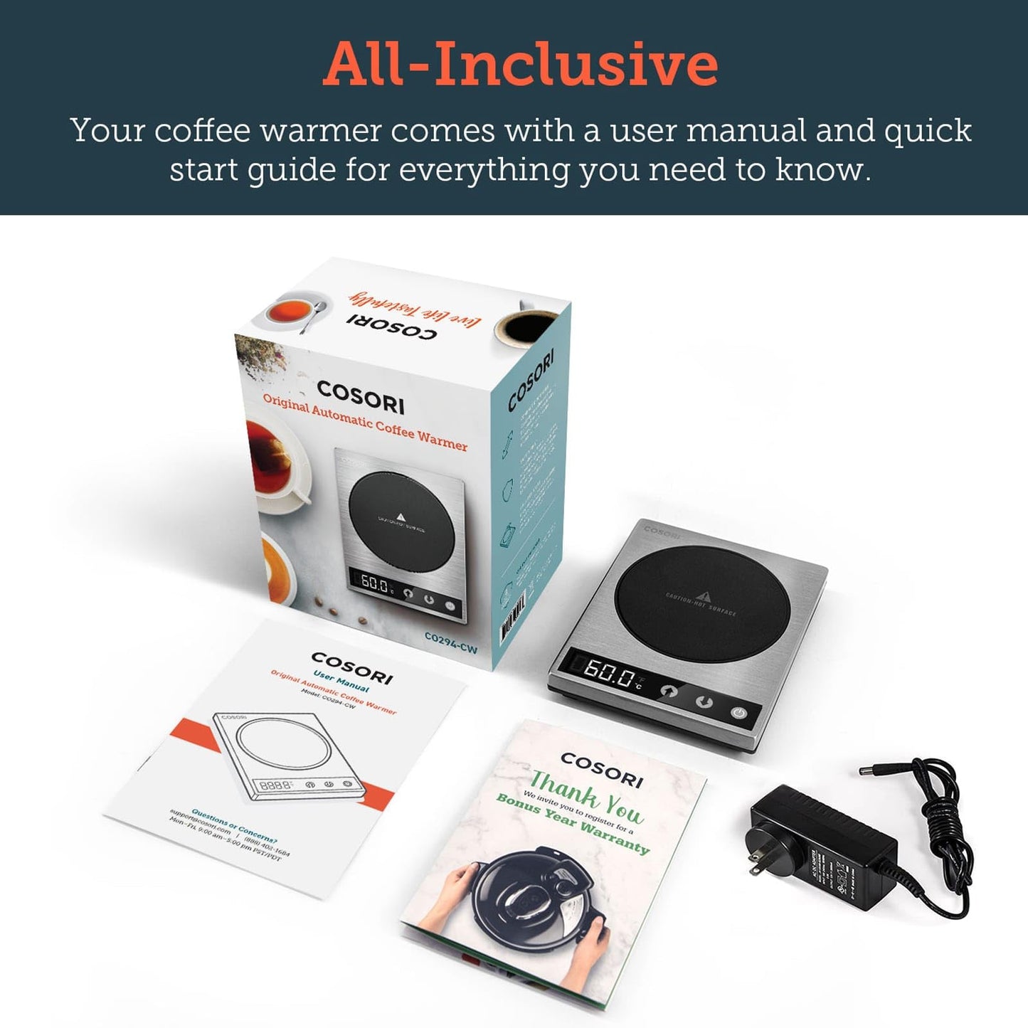 COSORI Coffee Mug Warmer for Desk, Digital Cup Heater, Coffee & Christmas Gifts, 1Β°F Precise Temperature Control, Touch Tech & LCD Digital Display (77-194β), 304 Stainless Steel