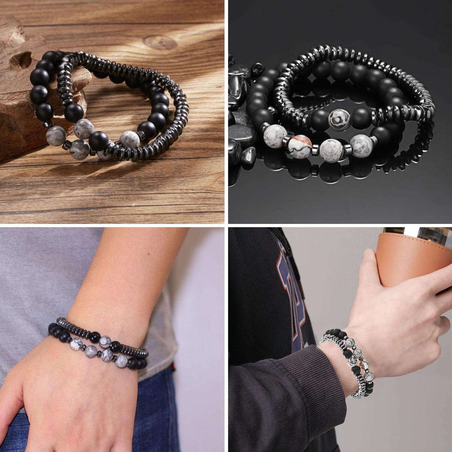 STCORPS7 Gifts for Women, Gifts for Women, Magnetic Bracelet Arthritis Energy Healthy Jewelry Therapy for Sleep, Hematite Bracelet, Crystal Jewelry Bring Luck, Prosperity and Happiness