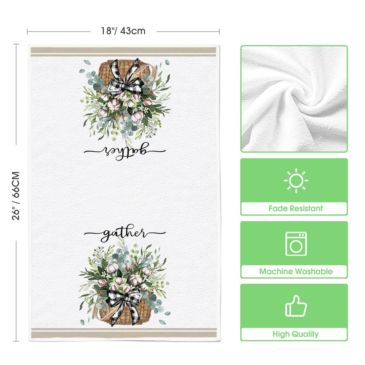 Artoid Mode Eucalyptus Truck Flowers Basket Spring Kitchen Towels Dish Towels, 18x26 Inch Farmhouse Decoration Hand Towels Set of 4