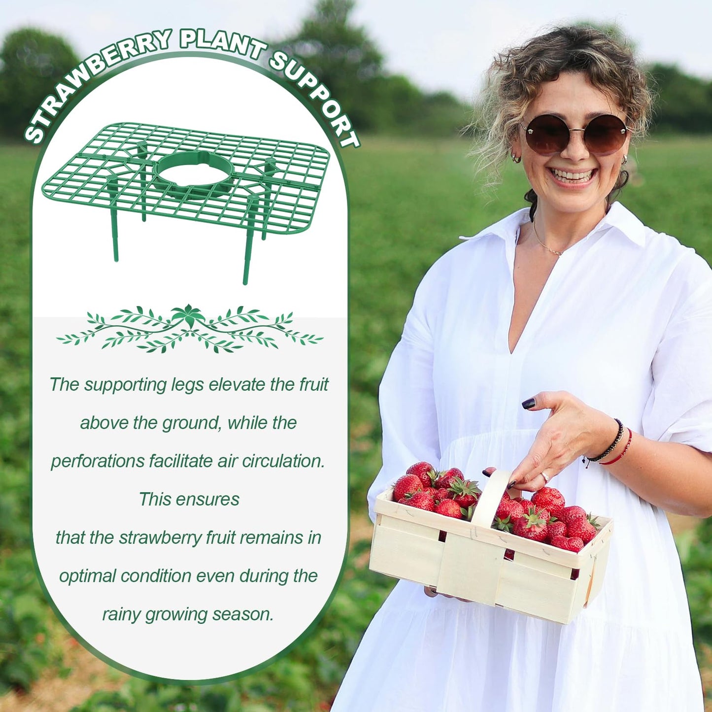 Qumenan 5 Pack Strawberry Plant Support Square Strawberry Supports for Garden Green Holder Plastic Stand with 4 Sturdy Legs Risers Growing Racks Frame