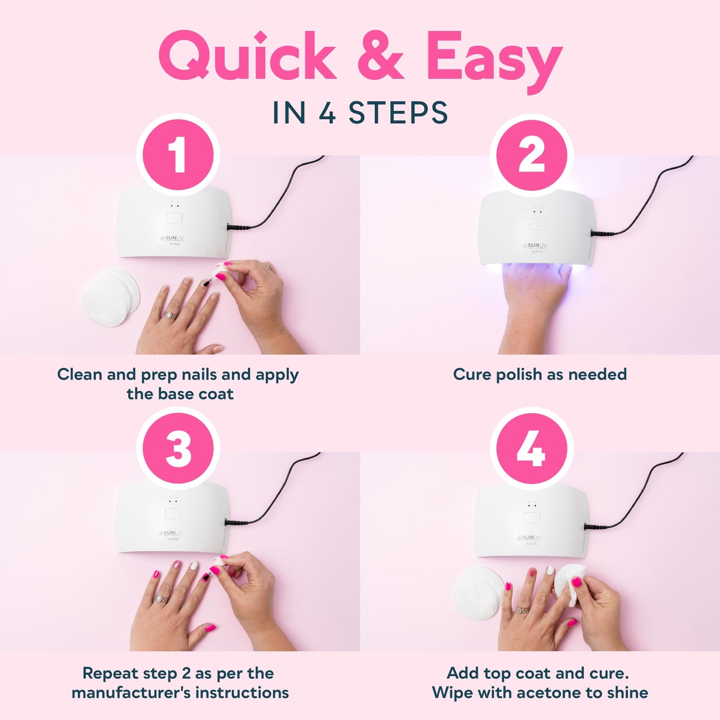 SUNUV UV LED Nail Lamp, Nail Dryer for Gel Polish UV Light for Nails with Sensor 2 Timers SUN9C Pink Gift for Women Girls
