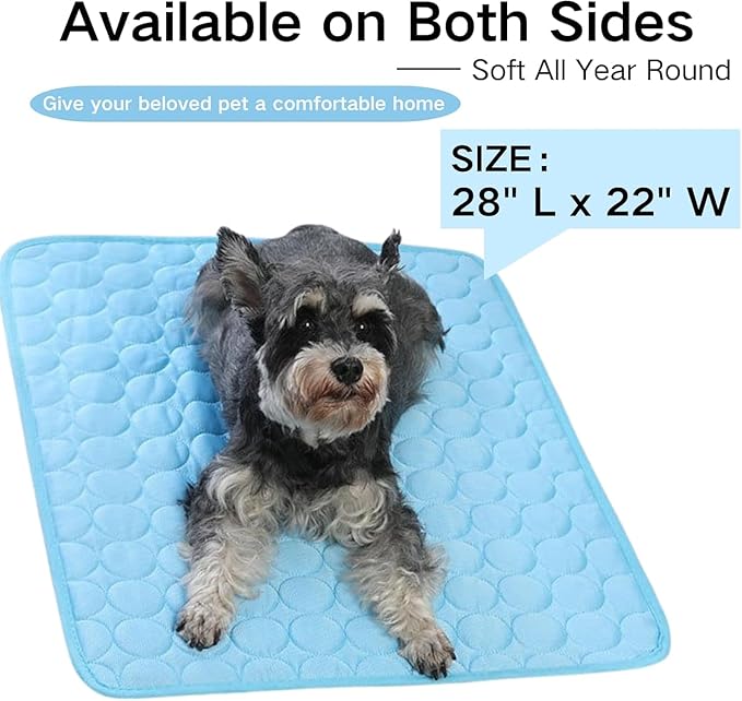 FVELPLT 2025 New Dog Cooling Mat, Pet Cooling Mats, Summer Cool Pads Pet Mat Outdoor for Dogs & Cats, Pet Bed Mats Machine Washable (Blue, 70×55 cm | 28×22")