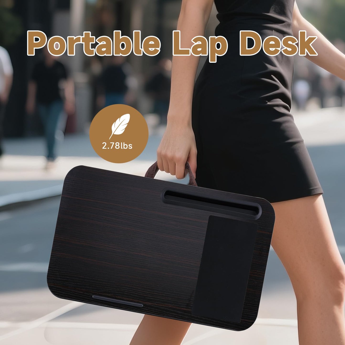 ASIEIT New Laptop Lap Desks for Adults, Fits Up to 17.3" Laptops, Portable Laptop Desk for Bed, Multi-Functional Bed Desk with Mouse Pad, Cushion, Phone Holder & Handle, Lap Stand for Bed, Couch, Car