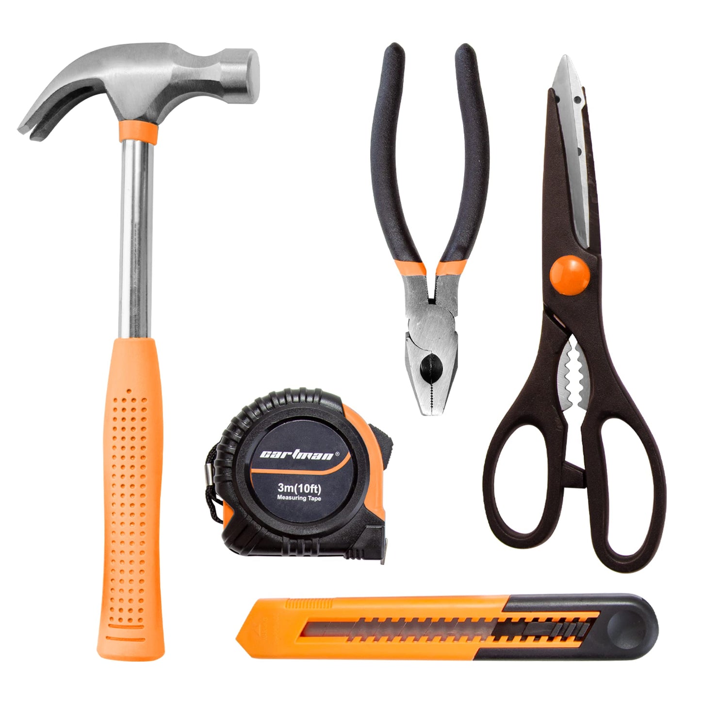CARTMAN Home Tool Set Kit, Basic Household Hand Tools with Storage Case Light Orange