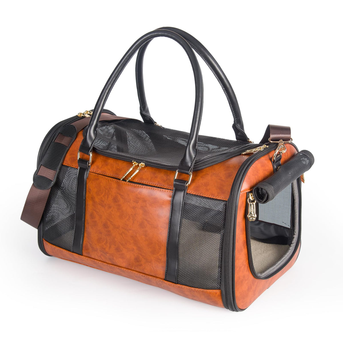 Dog Soft-Sided Carriers Pet Carrier for Small Dogs Cats, Fashion PU Leather Small Dog Carrier Pet Purse, Airline Approved Travel Pet Carrier for Puppy Kitten Small Animals