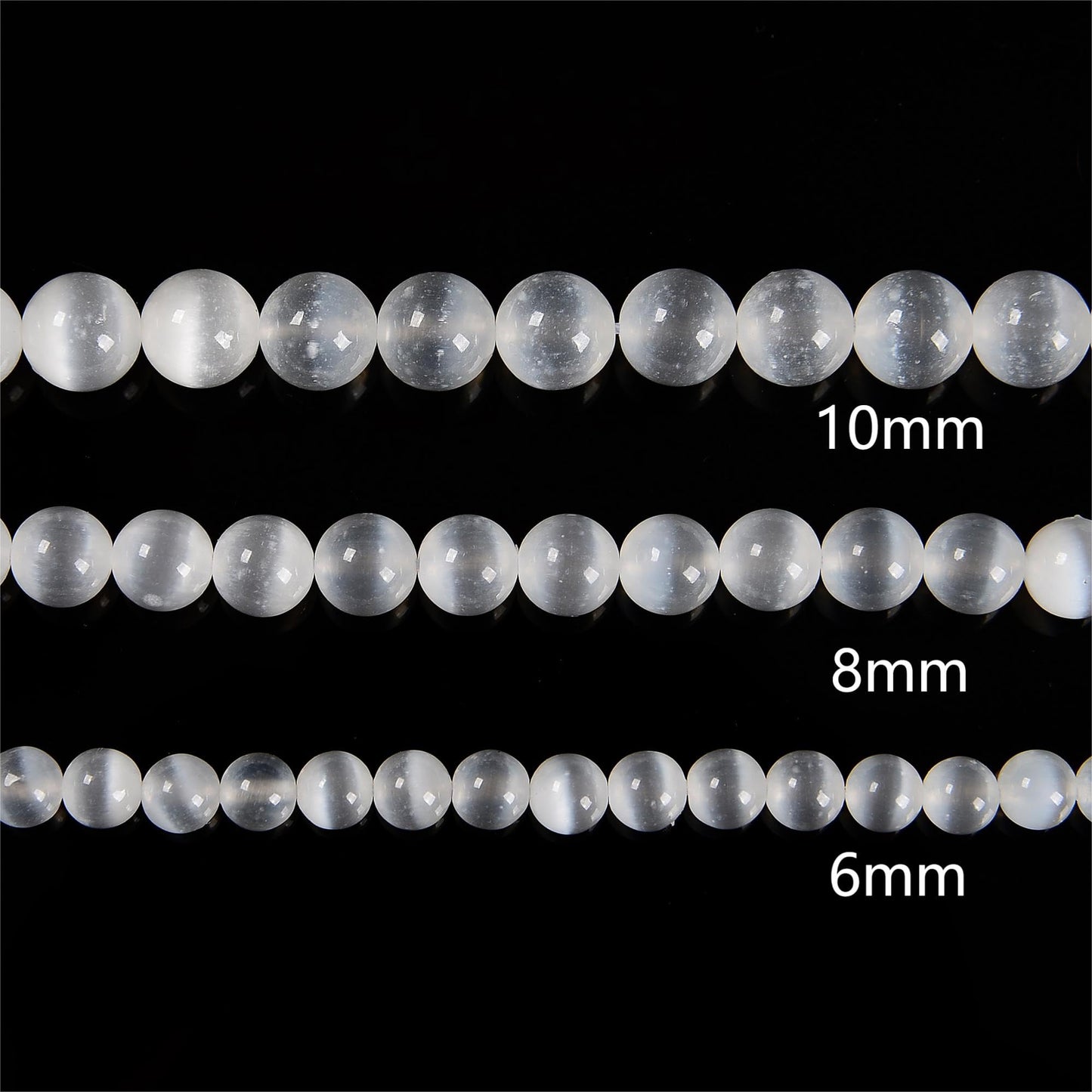 48Pcs 8mm Natural White Selenite Smooth Round Beads, Loose Real Stone Beads Gemstone Genuine for DIY Hand Made Craft Jewelry Bracelet Earring Necklace String Making Energy Healing Power
