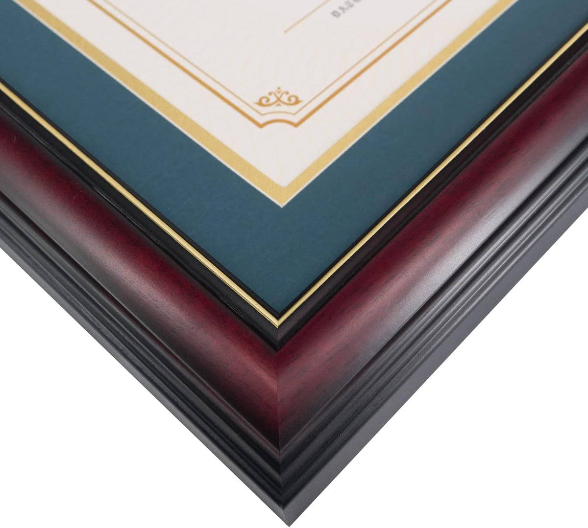 GraduationMall 11x17 Cherry Wood Diploma Frame with Tassel Holder for 8.5x11 Certificate Document,Real Glass,Navy Blue over Gold Mat