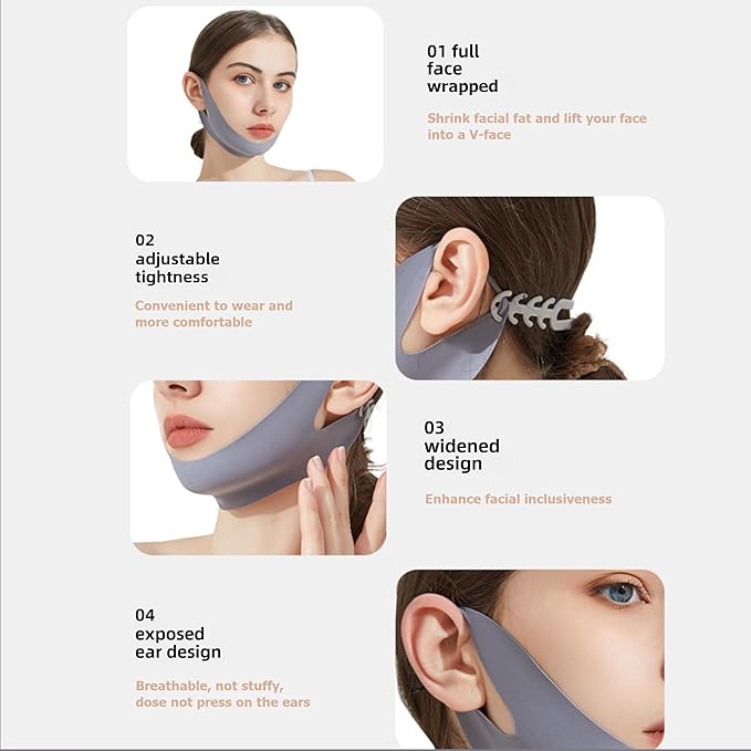 Face Lift Strap for Chin Wrinkles Lifting Saggy Skin Lift Strap for Sleeping 5PCS Jawline Exerciser for Women and Men V Line Mask V Shape Face Tape Chin and Neck Mask for Lifting