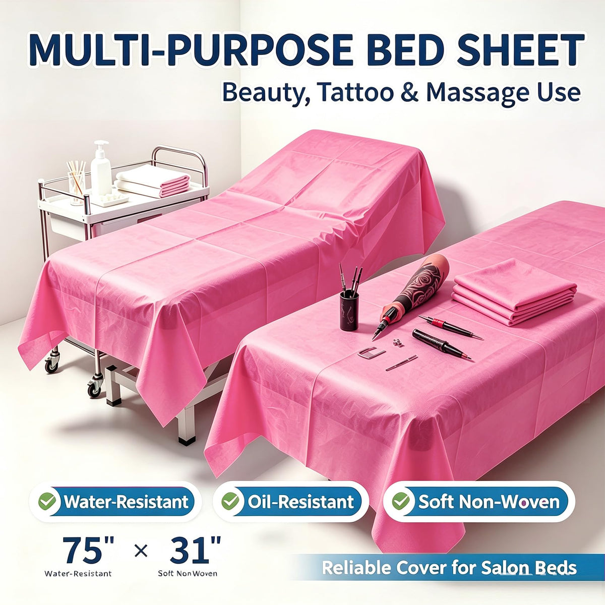 50 PCS Massage Table Sheet Disposable Spa Bed Cover 75"x31" Oil (50 Count)