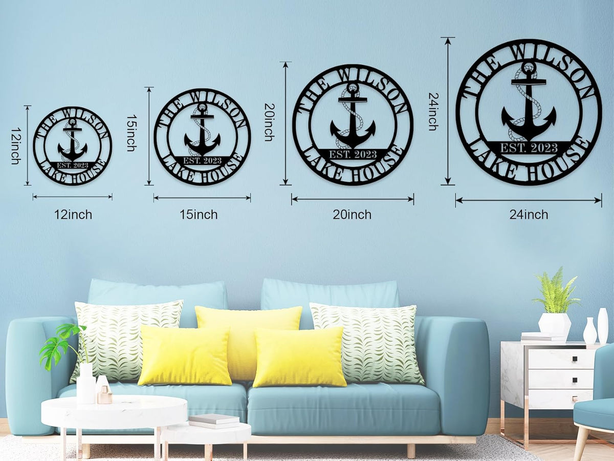 Personalized Lake House Decor, Custom Nautical Wall Decor, Nautical Decor for Home, Beach House Decor, Outdoor Nautical Decor, Outdoor Metal Lake House Signs, Lake House Gifts