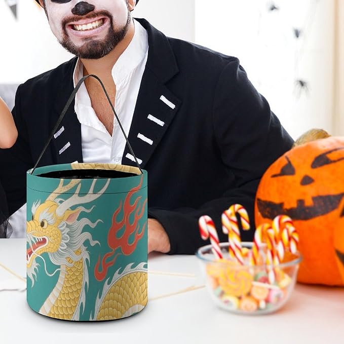 Halloween Candy Bucket - Dragon Trick Or Treat Candy Bag, Gift Bag for Party Favor Supplies