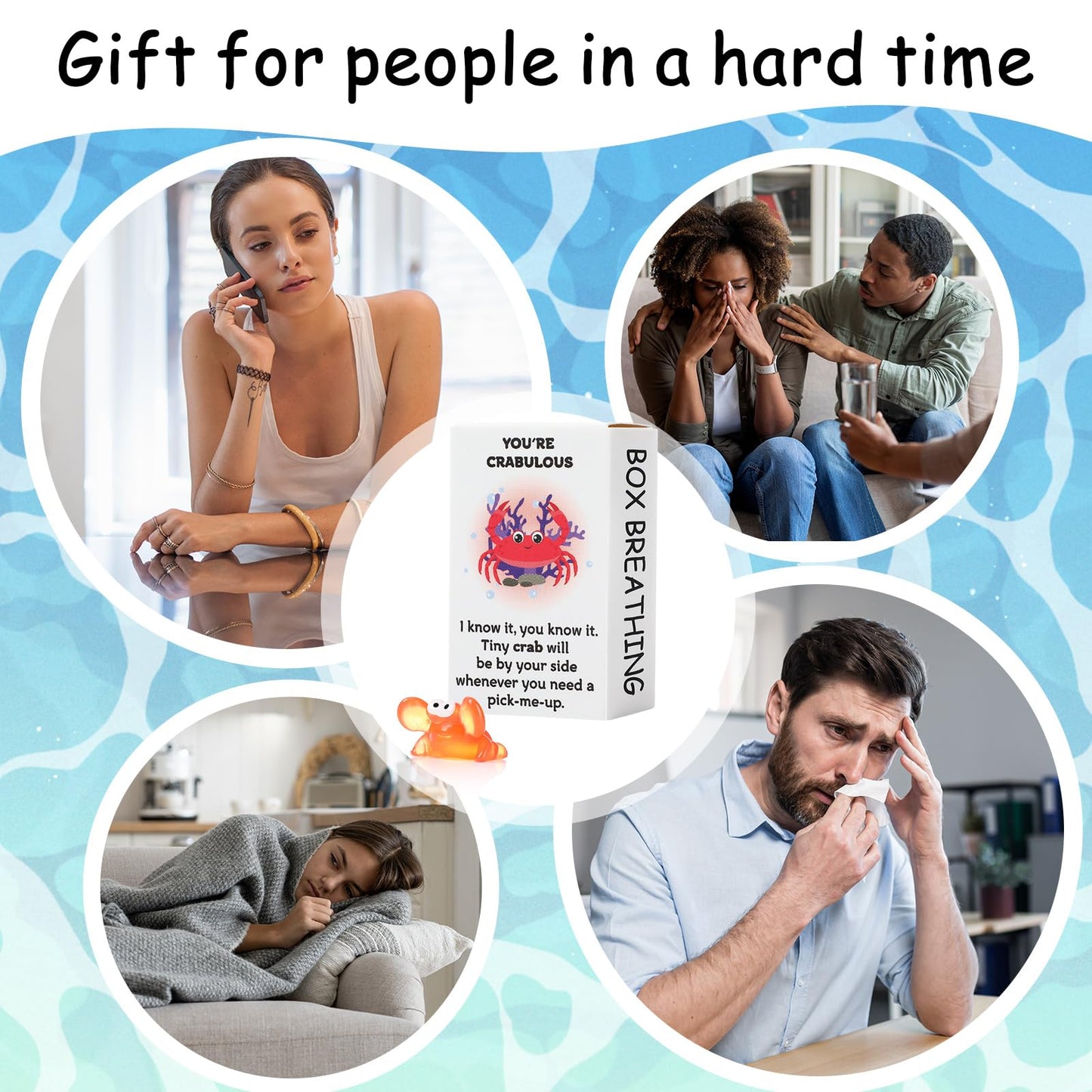 Halloscume 60 Sets Employee Appreciation Gift Box Bulk Mini Resin Sea Ocean Animals Breathing Gift Bulk Emotional Support Positive Box for Staff Coworkers Team Mental Health Care
