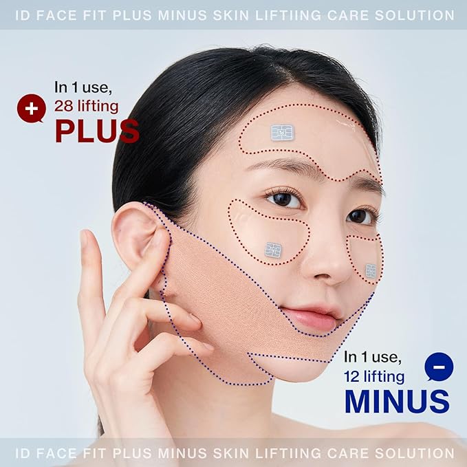 Face Fit Minus Band V3 (4 Sheets) — Hydrogel Jawline Mask Band for a Contoured, Lifted-Looking V-Line, Collagen, Elastin & Multi-Peptide Complex + Multi-Weight Hyaluronic Acid