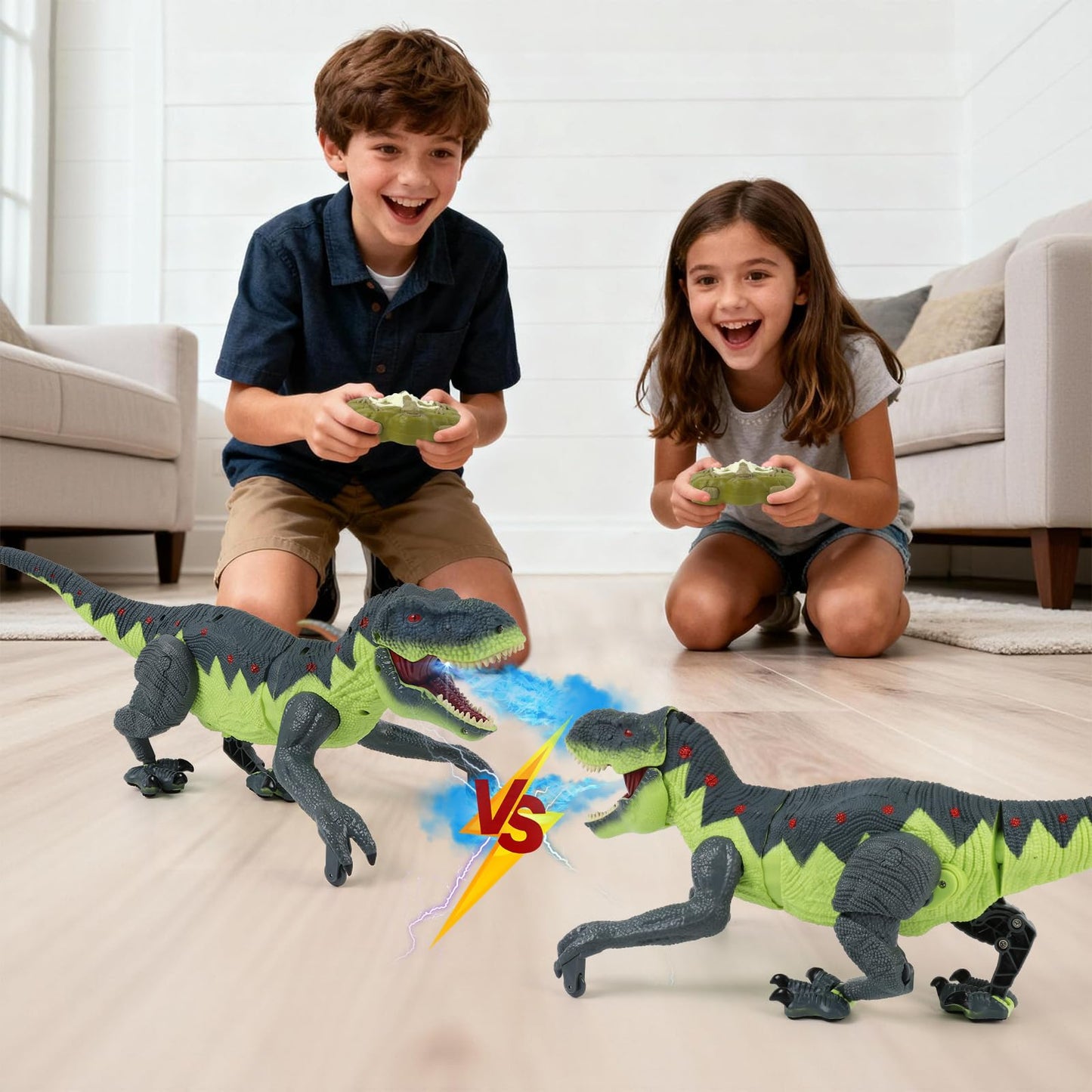 Gaitel Remote Control Walking Dinosaur for Kids - Best Birthday Gift for Boys 3-5, 5-7, 8-12 Years Old, 2.4GHz Interactive Dino Toy with Roaring, Lights and Spray