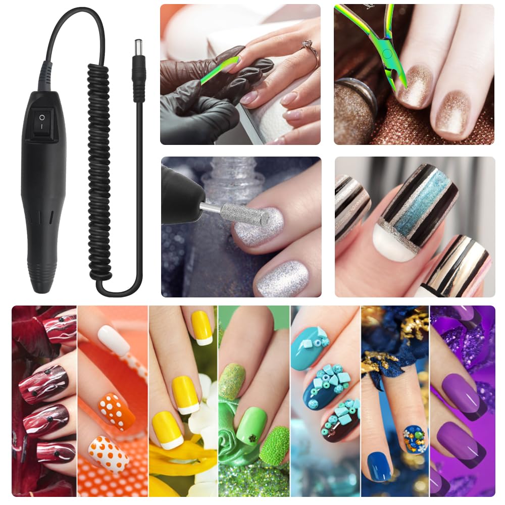 Professional Electric Nail Drill Machine Nail Clippers Set Nail Filer Electric and Nail Cutter for Acrylic Gel Nails Nails File Manicure Set with 206 PCS Sanding Bands Work for Home and Salon (Black)
