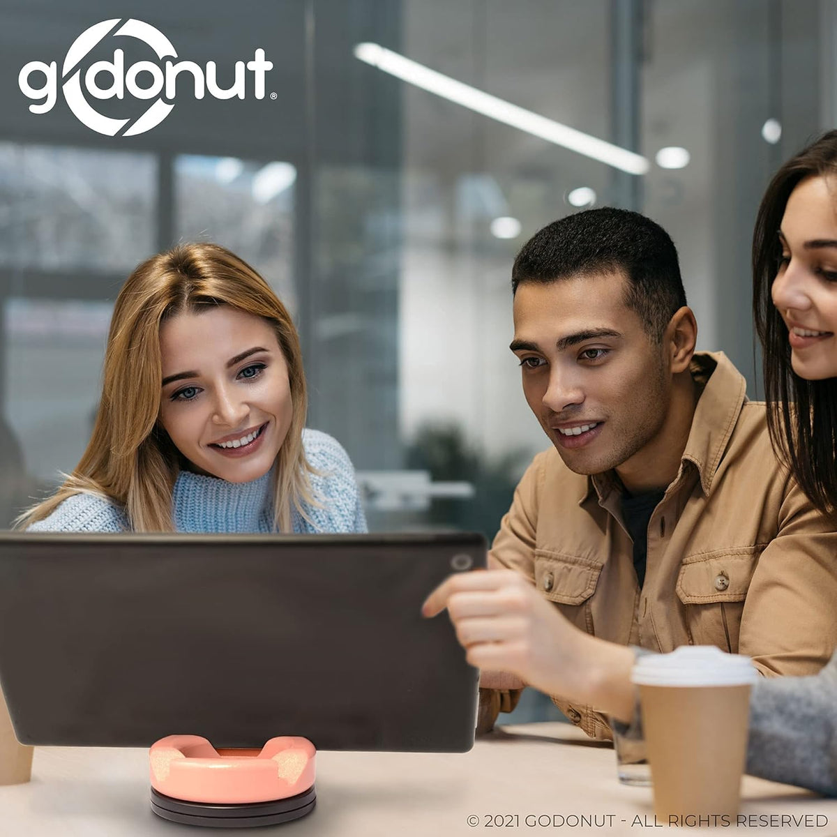 GoDonut – Phone Stand 360 Swivel – Cell Phone Holder + iPad Stand Desk Organizer - Compatible with Tablet, iPhone, Kindle & Most Smartphones – Purple