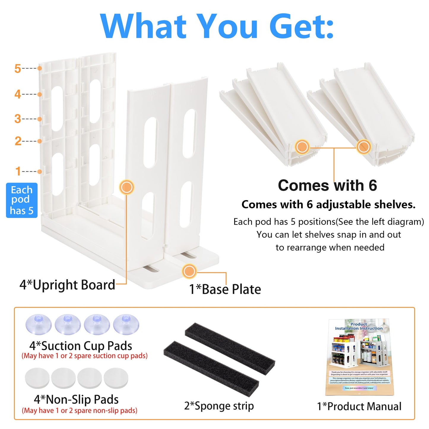 Dutiplus Medicine Organizer 3-Tier Shelves Cabinet Storage Rack Organizer for Holding Vitamins, Supplements, Cosmetics 10.82" H x 5.82" W x 10.43" D (Creamy White)