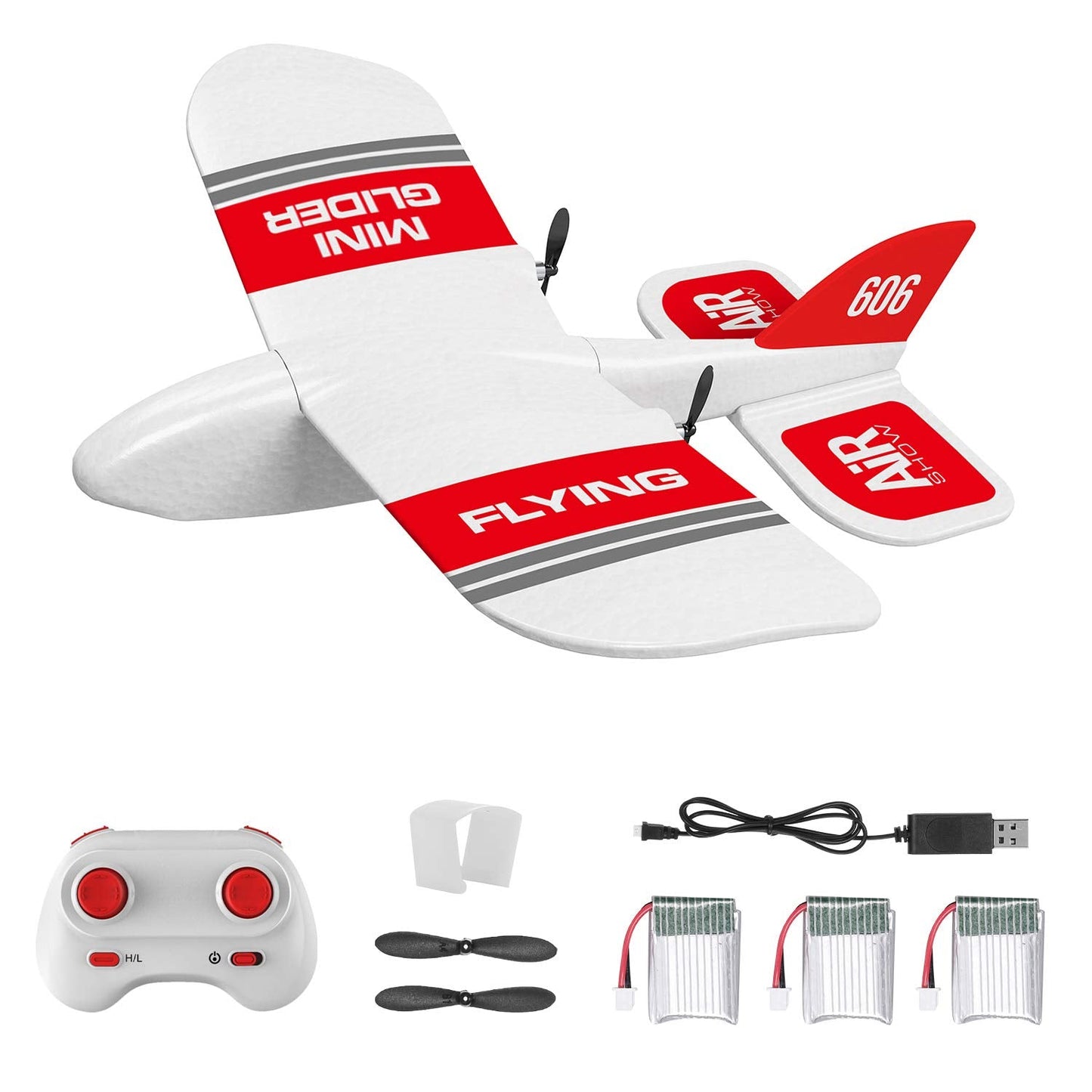 GoolRC KF606 RC Plane, 2.4Ghz Remote Control Airplane, EPP Foam Fixed Wing Plane, RTF Ready to Fly Gliding Aircraft Model Toys with 3 Battery for Beginner
