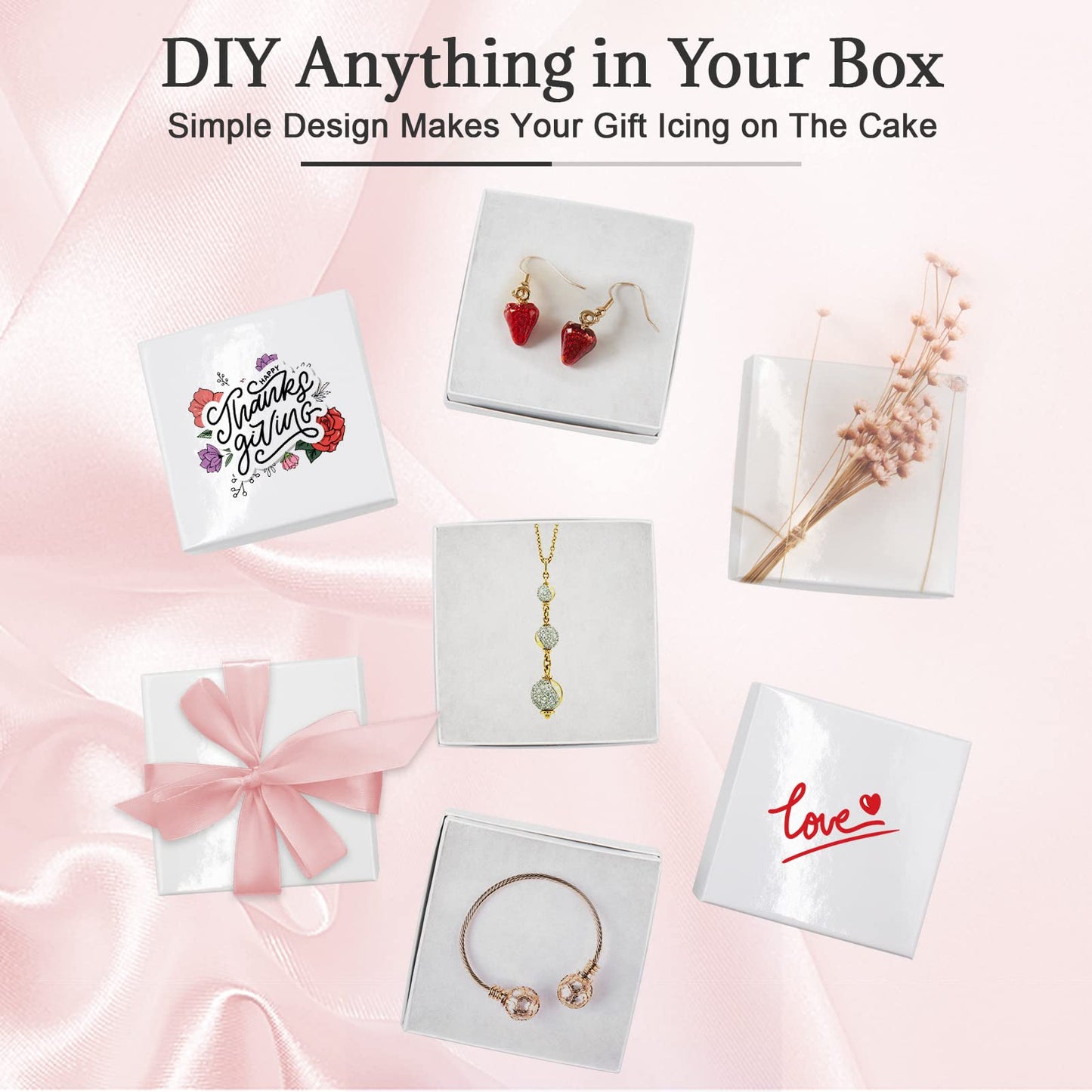 opaprain Cardboard Jewelry White Gift Boxes 20 Pack3.5×3.5×1 inches, its apply to displaying necklaces, rings, bracelets, earrings