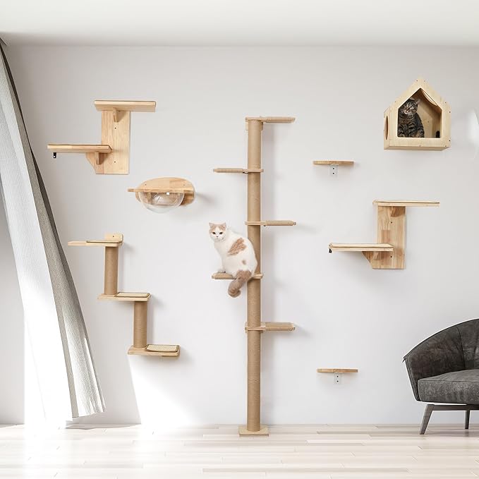 FUKUMARU Cat Wall Shelves, 3 in 1 Transformable Cats Scratching Post