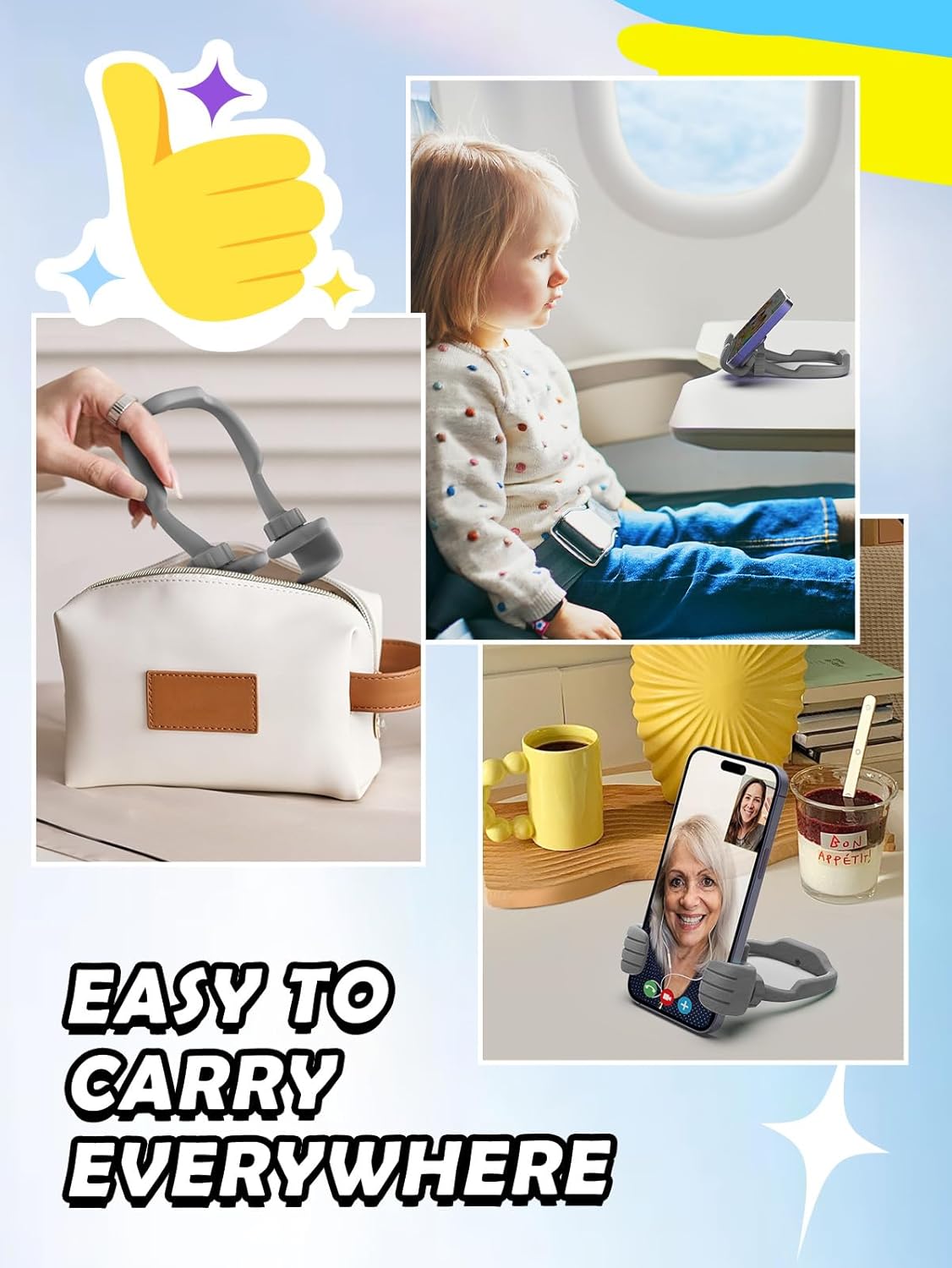 Dad Gifts for Fathers Day from Daughter Son Cell Phone Stand: Upgrade Adjustable Thumbs Up Lazy Phone Holder for Desk Fun Birthday Gifts for Grandma Teens Girls Boys Adults Husband from Wife