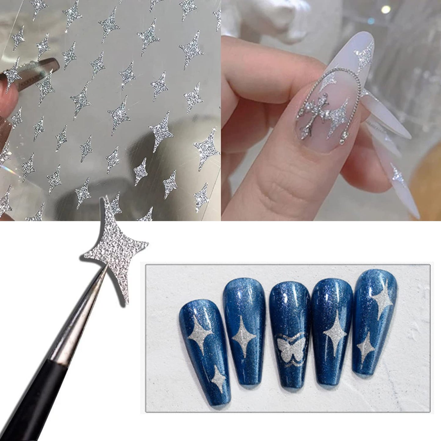 6 Sheets Sexy Girls Nail Stickers and 6 Sheets Silver Nail Stickers