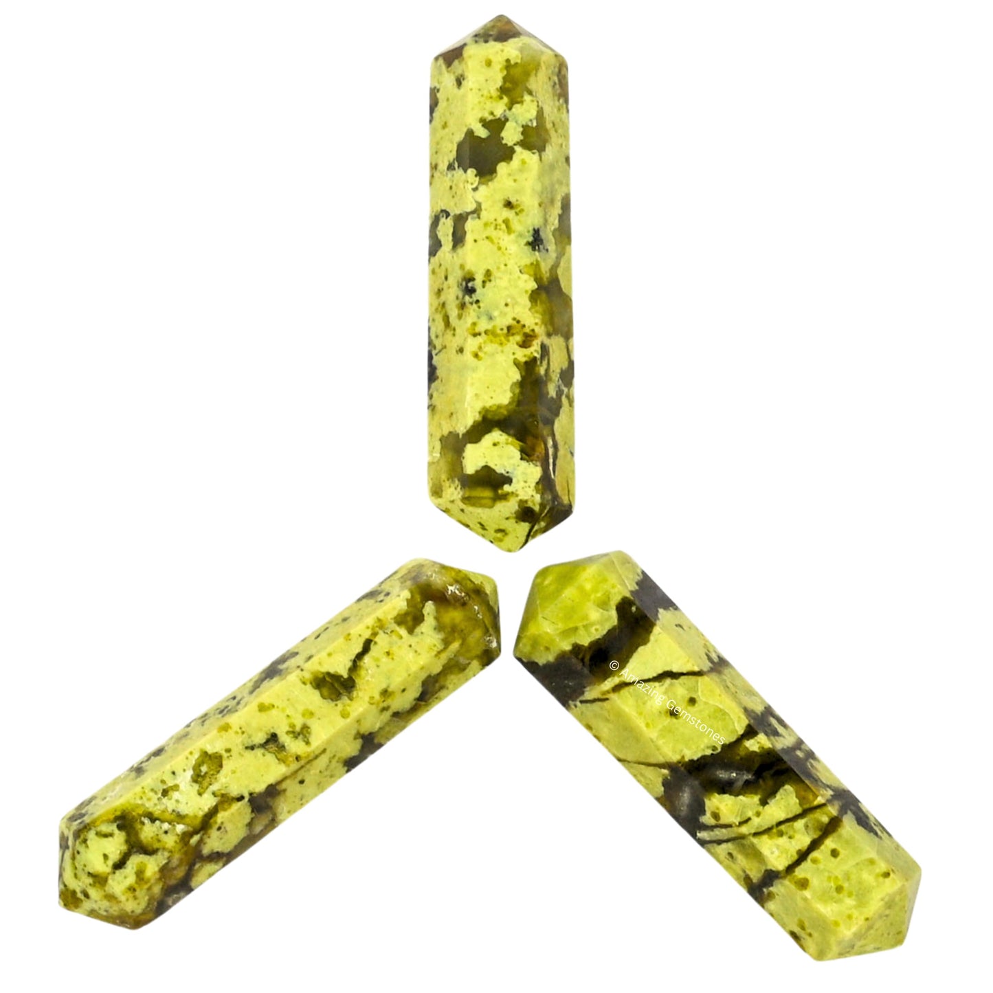 Amazing Gemstone Green Opal Crystal Points Bulk Healing Crystals - Pack of 3 Double Terminated Healing Wand Point Bulk Crystals for Crafts, Crystal Grid - Premium Crystals for Beginners Gifts
