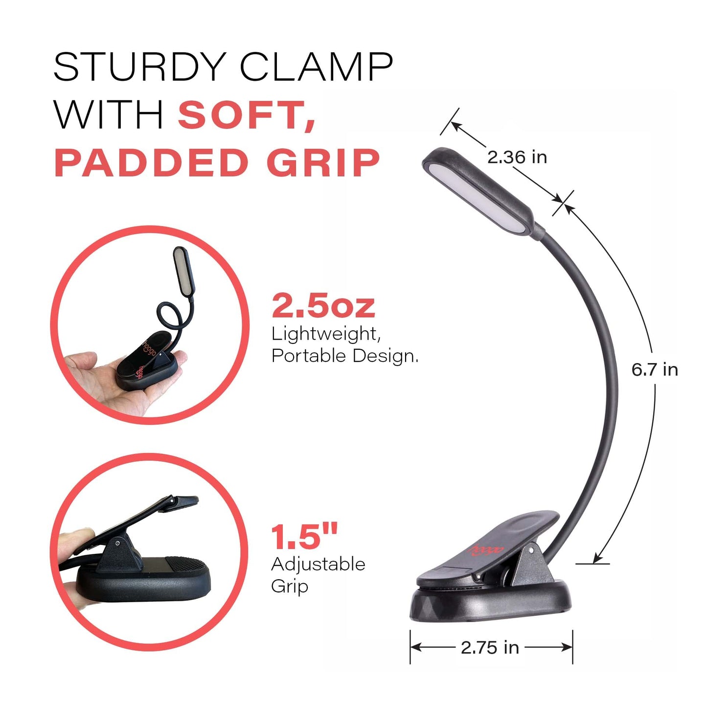 hooga Amber Book Light – Blue Light Blocking Reading Light for Bed, Stepless Dimming, Rechargeable Clip-On Night Light, 1600K Amber & 625nm Red LED for Night Reading