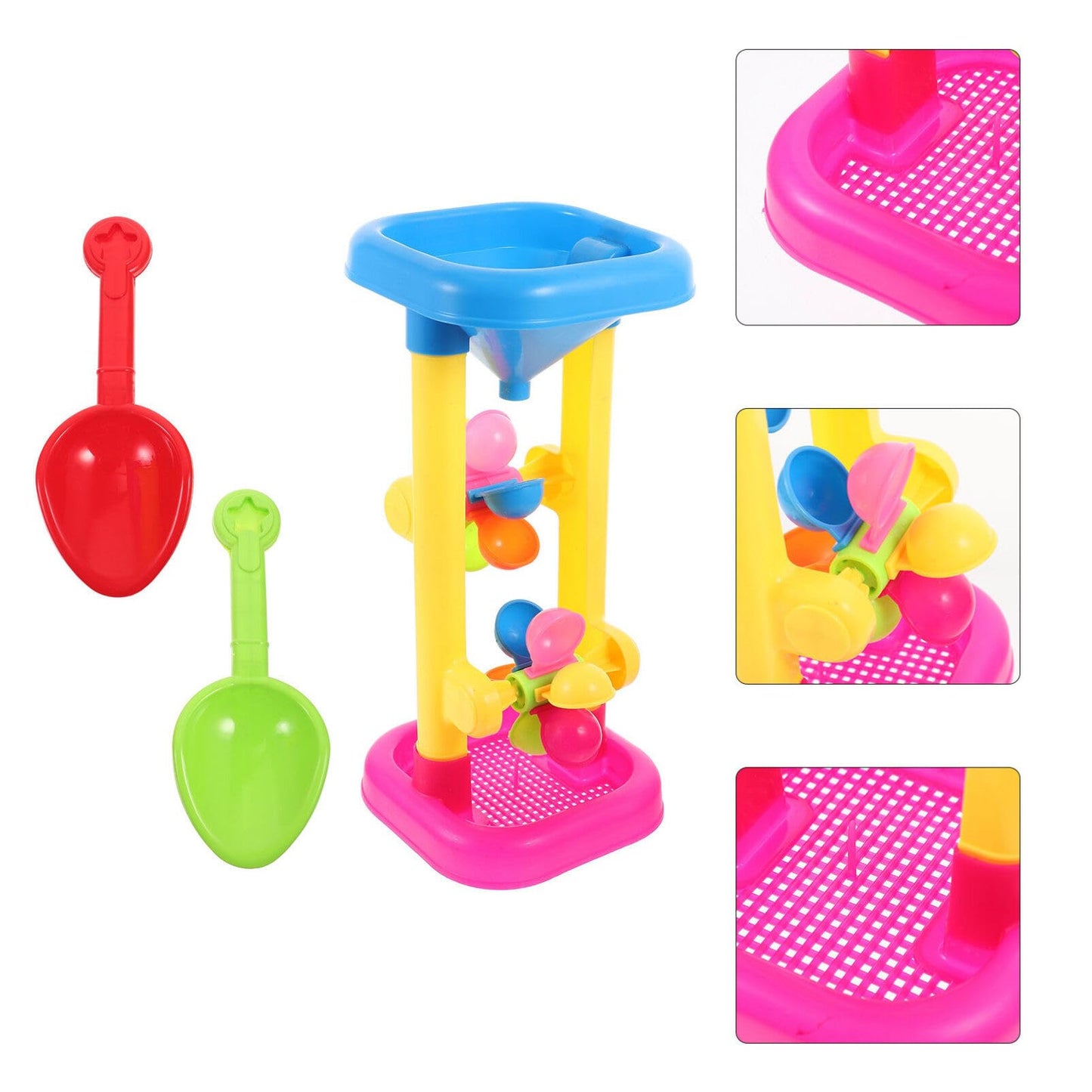 Vaguelly Water Wheel Toy Set Plastic Kids Beach and Water Wheel Toy Outdoor Beach Hourglass Sifting Funnel Random Color