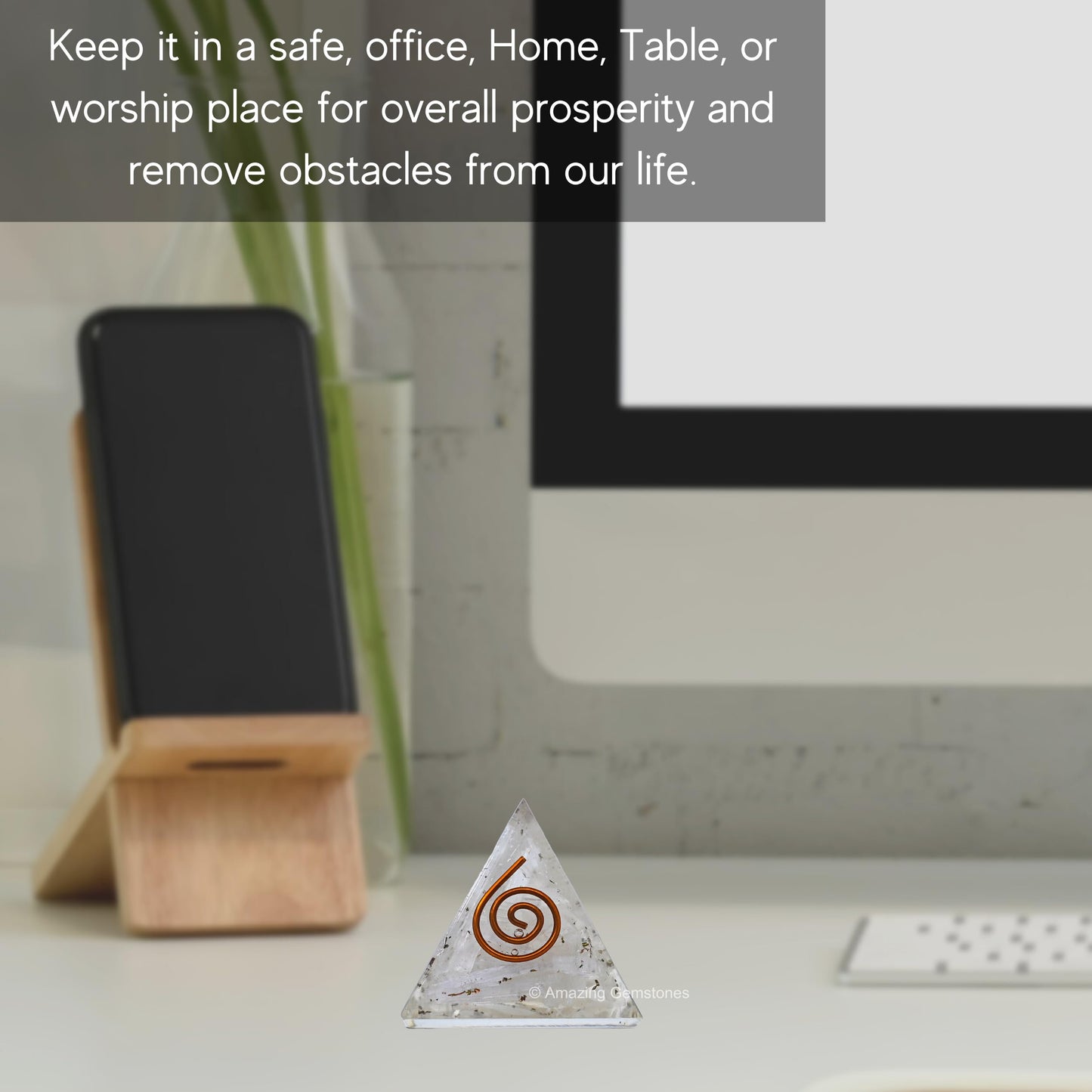 Amazing Gemstone Selenite Orgone Pyramid - 30mm Small Orgonite Pyramids with Crystals and Healing Stones - Authentic Organite Gifts