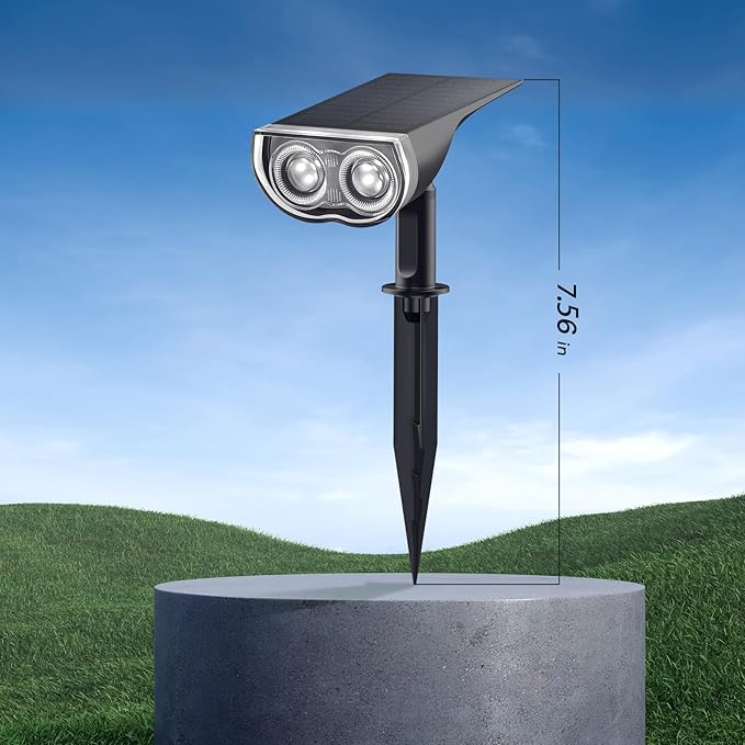 Consciot Solar Spotlights Outdoor, IP67 Waterproof 2-in-1 Solar Spot Lights Daylight, Durable Christmas Decorations Lights for Garden Yard Pathway Driveway Porch Walkway, Auto On/Off, 2 Pack