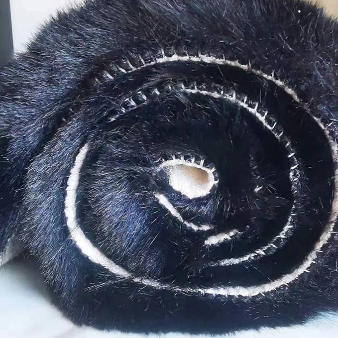 Ghouse Faux Rabbit Fur Round Rug 8ft Black Round Rugs for Bedroom Decor Fluffy Area Rugs for Living Room, no-Shedding Carpet Sheepskin Washable Rug Rome Decor