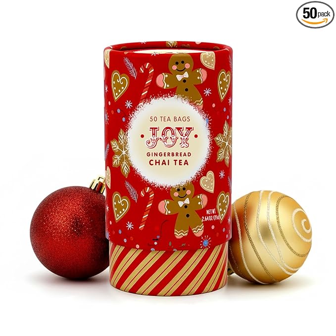 Life Plus Style Gourmet Joy Gingerbread Chai Black Tea 50 Tea Bags Christmas Holiday Gift for Tea Lovers Secret Santa & Stocking Stuffer Tea Gift for Women