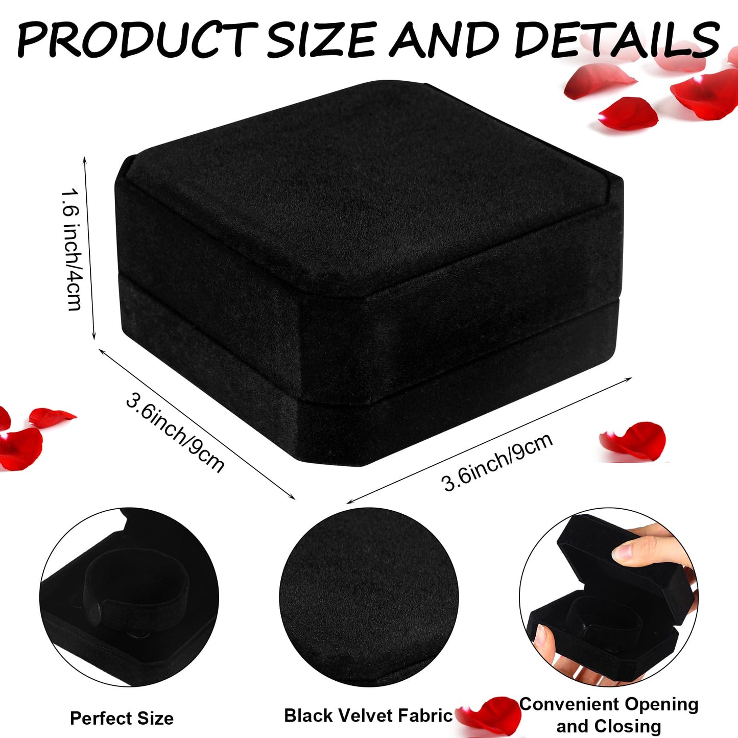 Ecation 24 Pcs Velvet Bracelet Box Classic Black Bracelet Gift Box Case for Jewelry Gift Storage Bangle Organizer Holder for Wedding Engagement Proposal Birthday Anniversary Jewelry Display