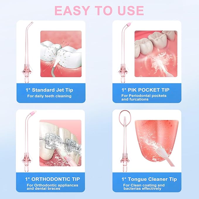Water Flosser Tip Replacement Heads Oral Irrigator Refill Heads Jet Tips,Only Compatible COSLUS C20 (F5020E), E40 (WFP14), C31 (F5023), C50, and C51 Water Flosser(Pink)