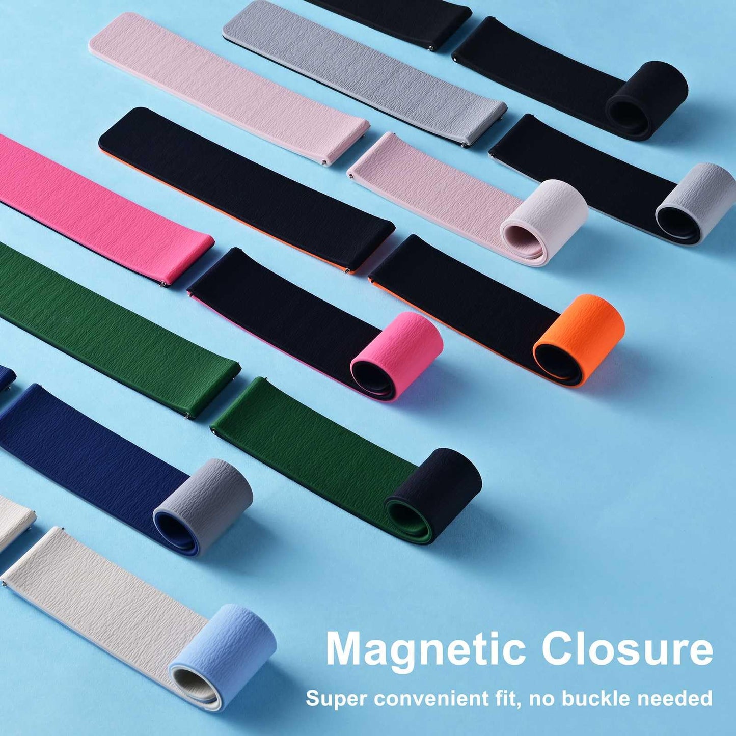 WOCCI 20mm Magnetic Watch Band, Wood Grain Silicone, Quick Release (Black)