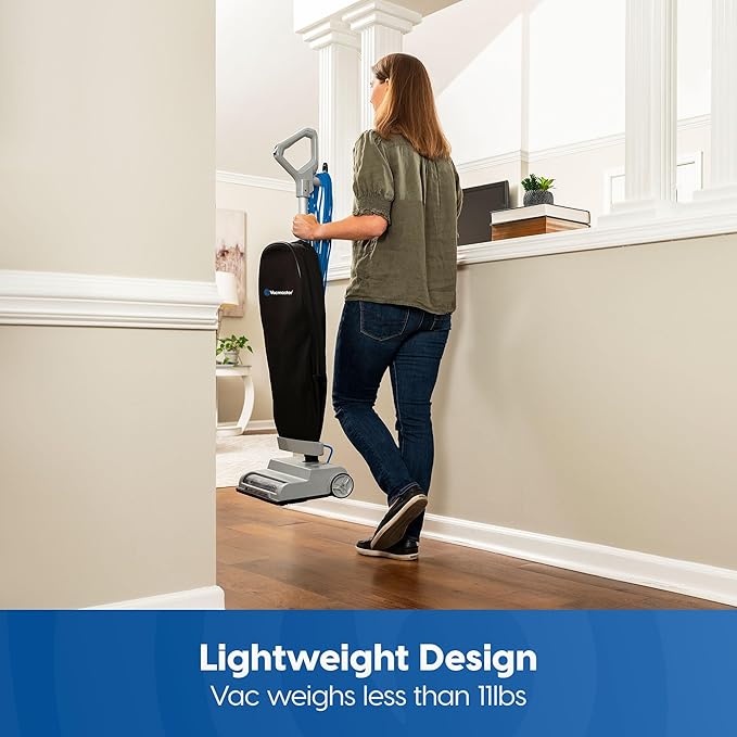 Vacmaster UB0402 Commercial Vacuum Cleaner Ultra-Lightweight 14L Capacity Bagged Upright Vac with LED Headlight and 2-Speed Setting Powerful Suction for Pets, Carpets & Hard Floor