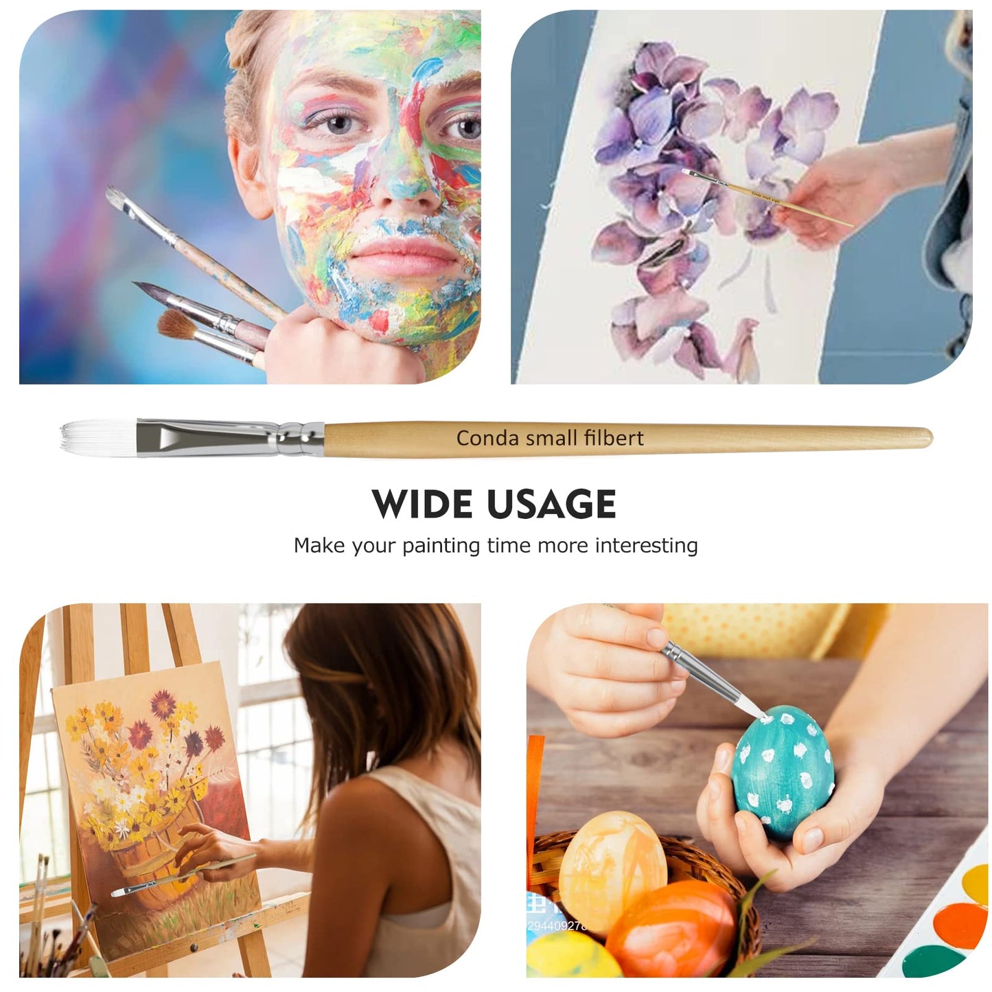 CONDA 11 Piece Stainless Steel Wood Handle Spatula Palette Knife and CONDA Paint Brushes Set of 24
