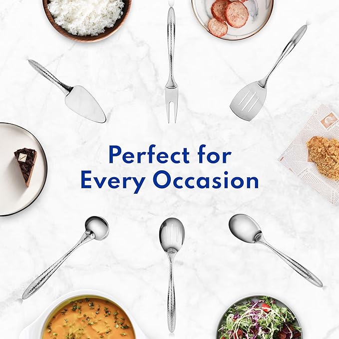 New Star Foodservice Mars Collection, Stainless Steel, 18/8 Hammered Hollow Handle Cake Server, 9.68-Inch