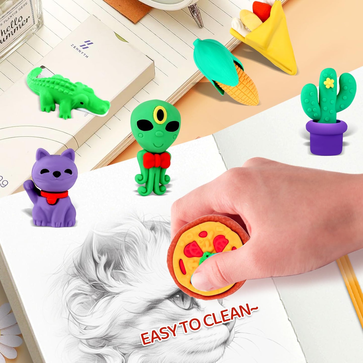 URSKYTOUS 131Pcs Animal Erasers Desk Pets for Kids Animal Pencil Erasers Bulk Puzzle Eraser Toys Gifts for Classroom Prizes,Game Reward,Treasure Box,Easter Egg Fillers,Goodie Bag Stuffer,Party Favors