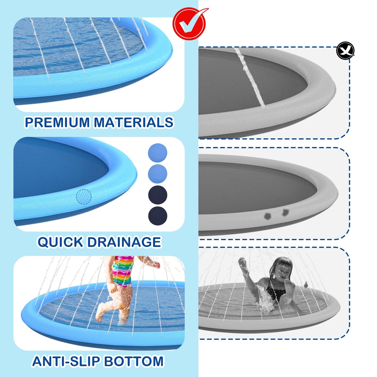 Splash Sprinkler Pad for Dogs - 67" Thicken Pet Swimming Pool Bathtub, 2024 New Packaging Pet Summer Backyard Playset & Water Toys(67",Blue)