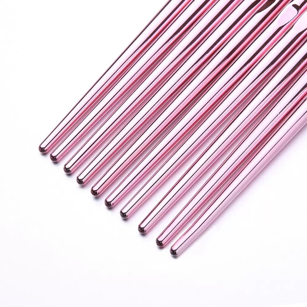 DAIXIANGER 10Pcs Pink Nail Art Brush Set, Professional Liner, Builder Gel & French Tip Brushes for Salon & DIY Manicure, UV Gel Application Tools for Precision Detail, Nail Extension & Ombre Designs