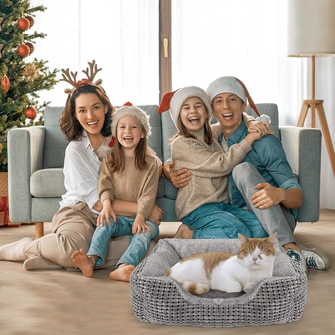 MARUNDA Heated Cats Bed for Indoor Use, Electric Heated Pets Heating for and Small Dogs, Washable Pets Bed with Automatic Heating Pad (23x20x7 Grey)