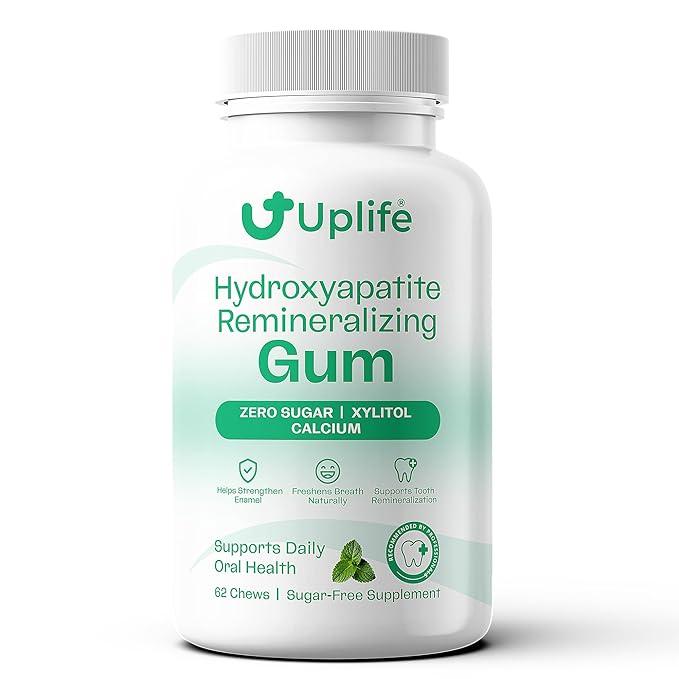Uplife Hydroxyapatite Remineralizing Gum โ Sugar-Free Xylitol Chewing Gum โ Supports Daily Oral Health & Fresh Breath โ Zero Sugar, Mint Flavor, 62 Pieces