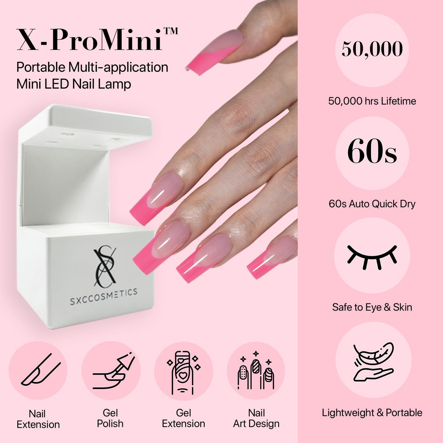 SXC Cosmetics French Tip Press On Nails β 5 Pink Series, Short Coffin, X-Pro Tips Starter Kit | 160PCS, 16 Sizes, 5 Styles, Beginner-Friendly