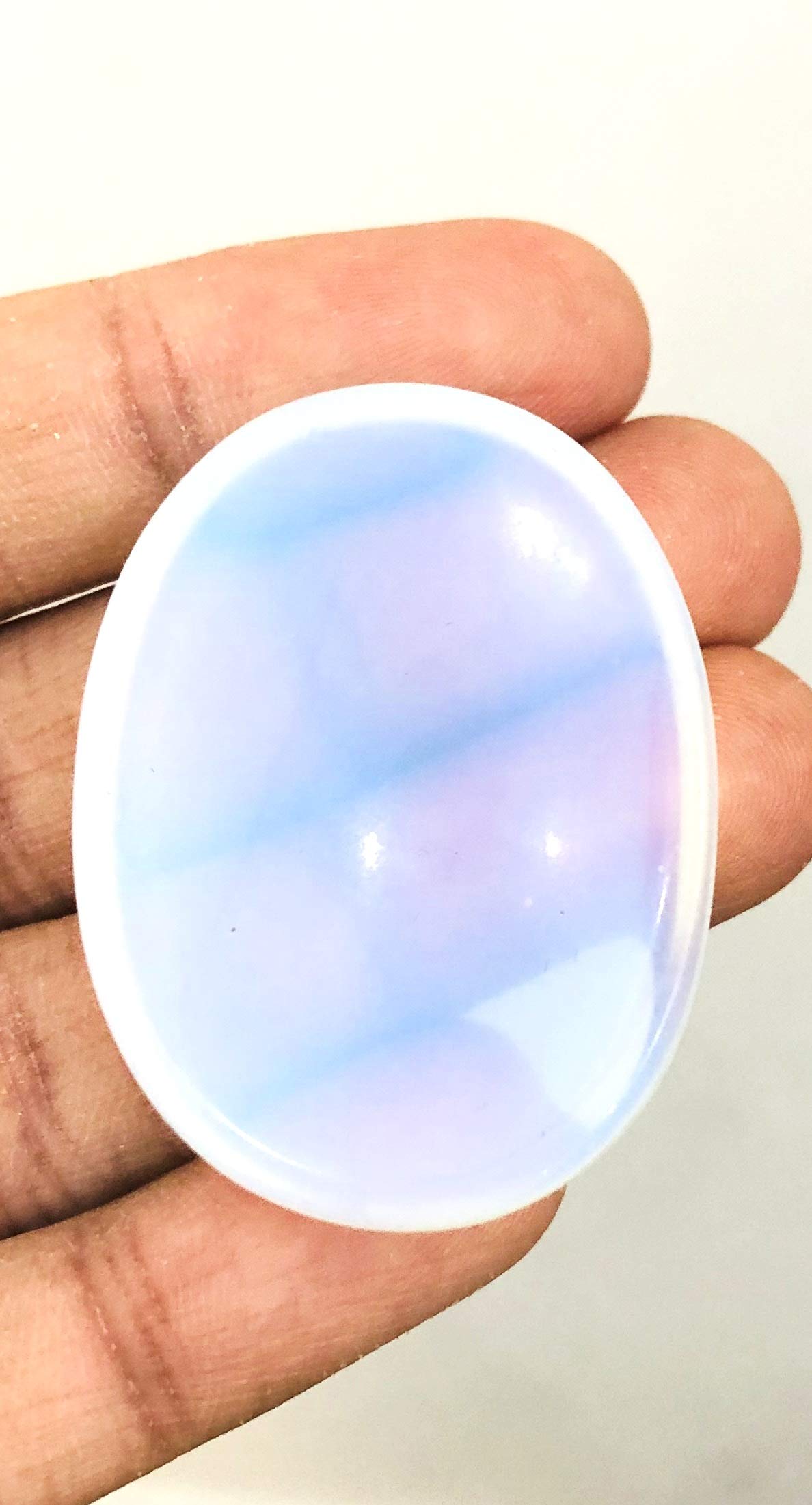 crystalmiracle Beautiful Opalite Worry Stone Wellness Crystal Healing Gemstone for Positive Energy Metaphysical Powerful Thumb Stones Meditation Reiki Feng Shui Gift for Men & Women (Single)