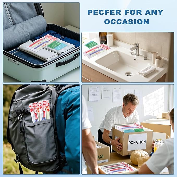 Bulk Hygiene Kits for Homeless,Disposable Toothbrushes with Toothpaste and Comb for Homeless Individually Wrapped,Basic Toiletry Kits Travel Size Shampoo And Body Wash For Hotel,Air Bnb Charity (200)