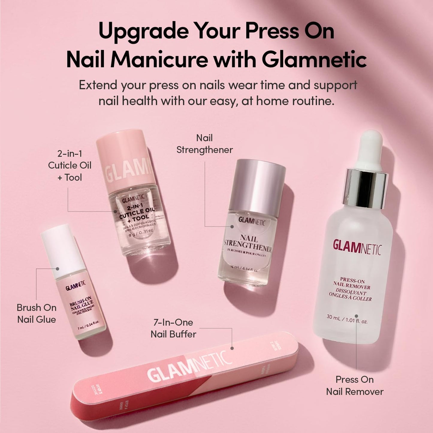 Glamnetic Press On Nails - Short Squoval Fake Nails with French Tips & Lemons | Salon Quality Summer Nails | Limonata |15 Sizes - 30 Nail Kit with Glue