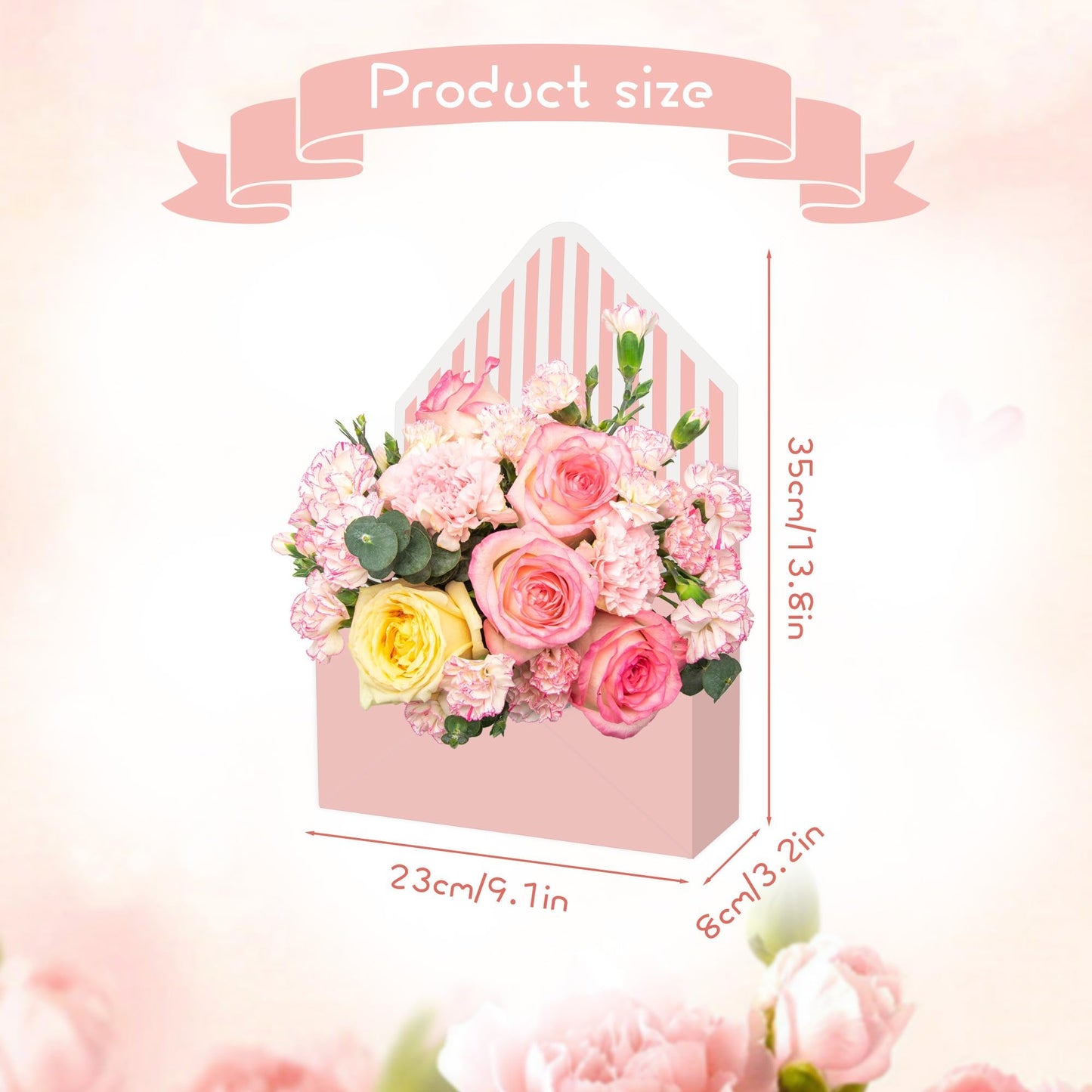 4 Pcs Mother's Day Florist Bouquet Envelope Boxes Mixed Style Flower Bouquet Packaging Gift Paper Boxes Gift Wrapping Envelope Box Flower Bags for Valentines Wedding Birthday Party Supplies(Striped)
